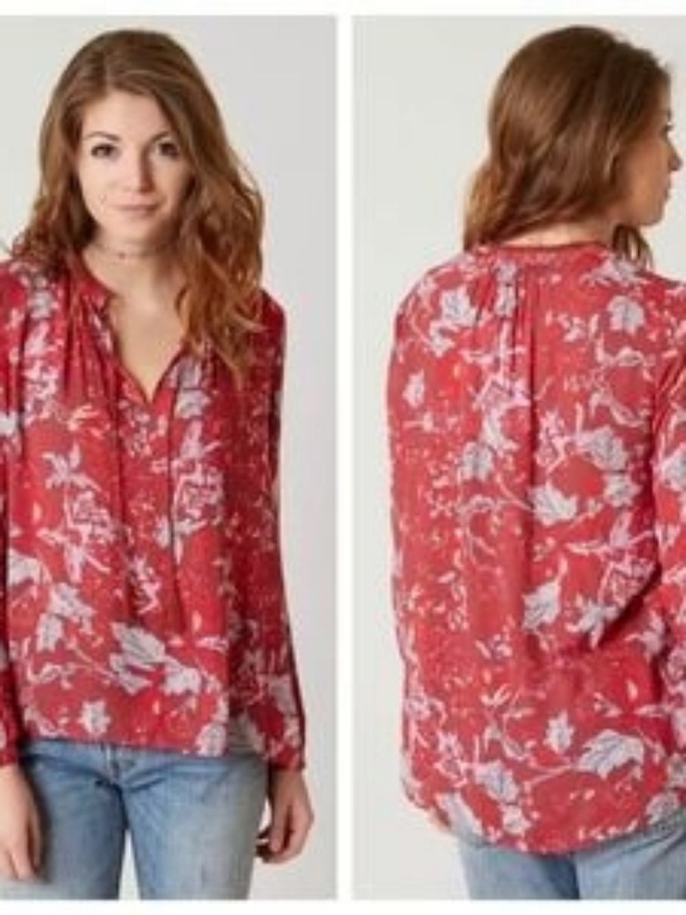Lucky Brand Chic Red Floral Blouse